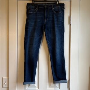 American Eagle | Dark Wash “Skinny” Cuffed Jeans Size 12 Regular